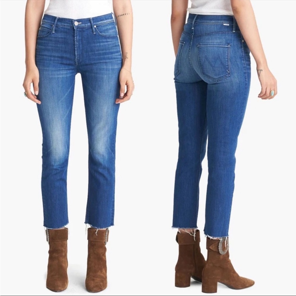 MOTHER The Mid Rise Dazzler Crop Fray Jean Squeeze It Size 32